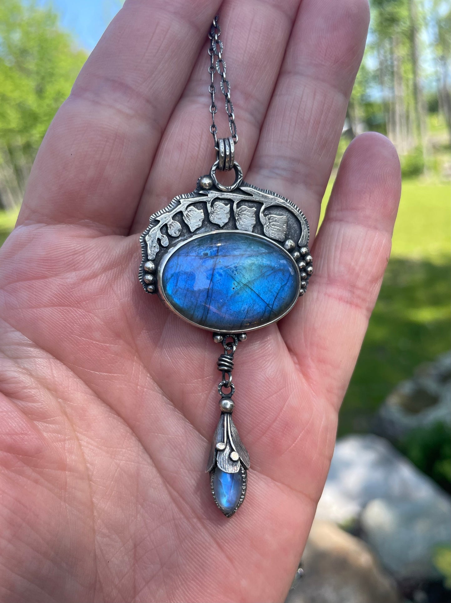 Lily of the Valley and Labradorite Pendant