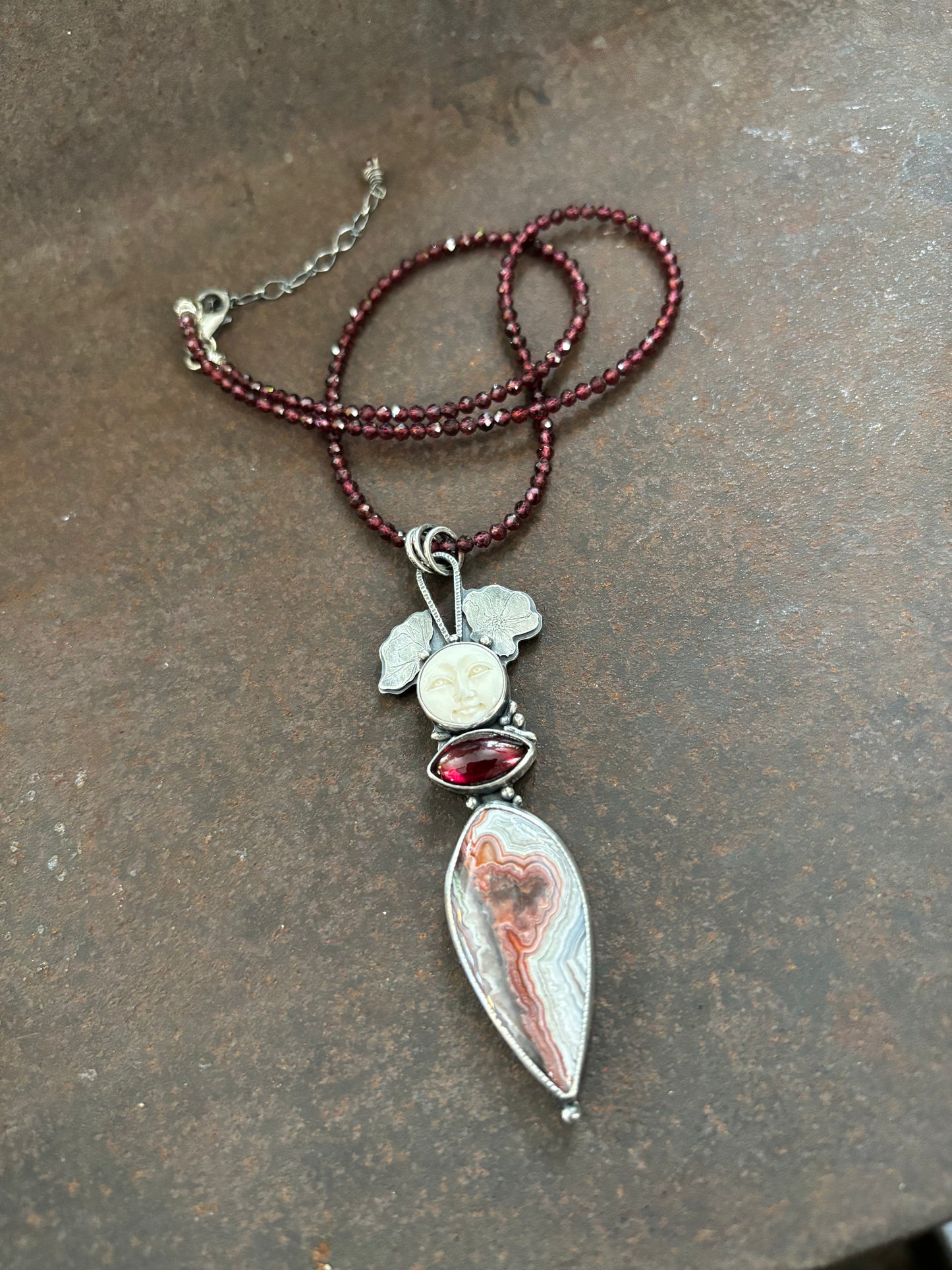 Crazy Lady Garnet Necklace