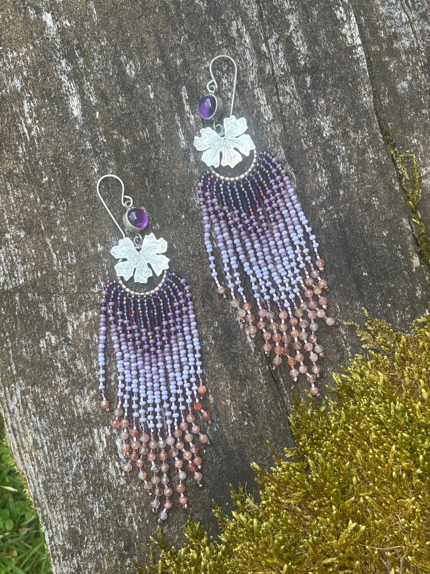 Flower of My Dreams Amethyst Fringe Earrings