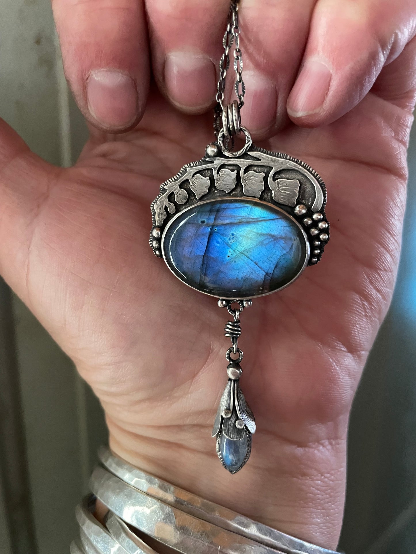 Lily of the Valley and Labradorite Pendant