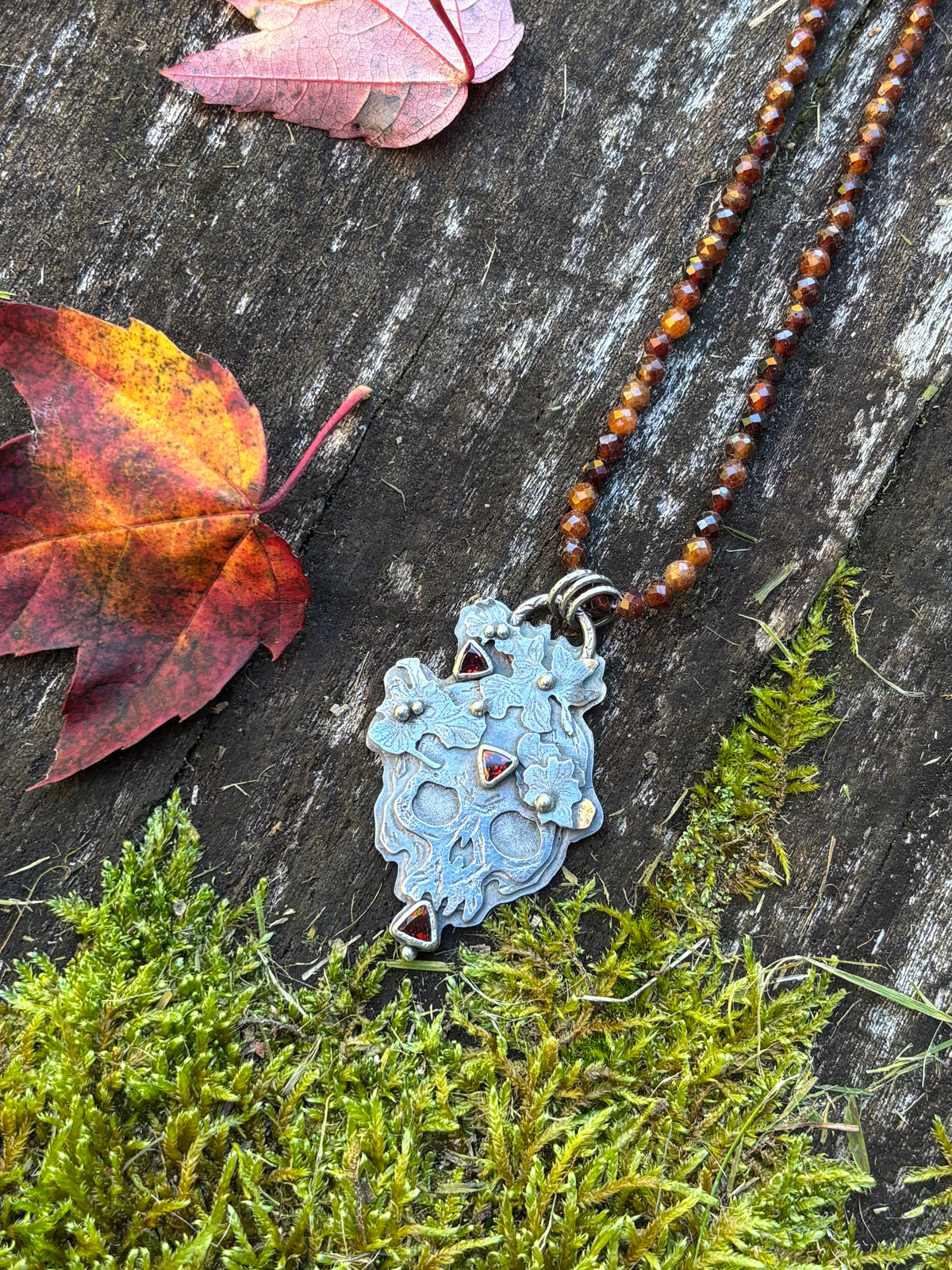 Marigold Lady Skull with Garnet