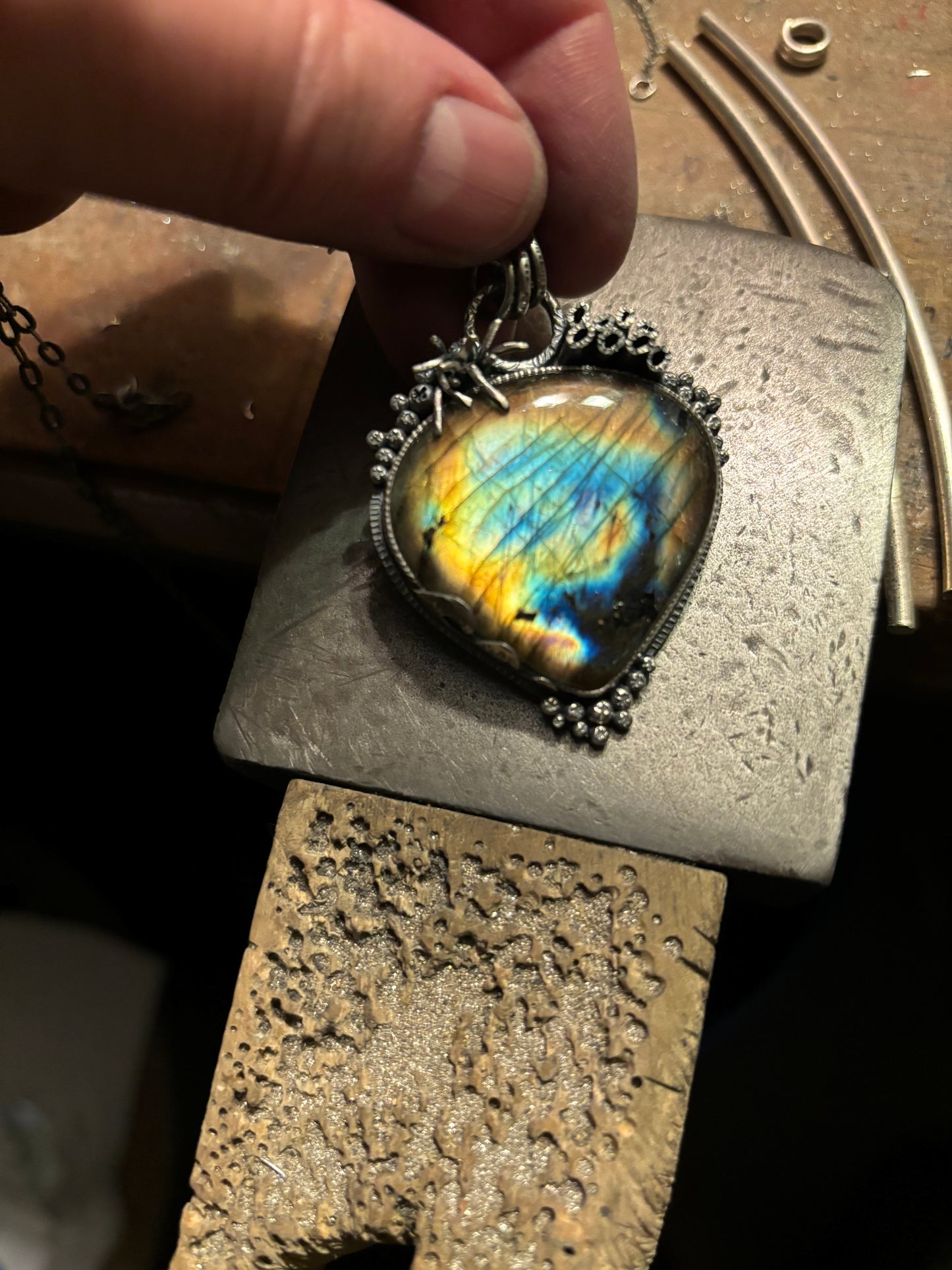 Coral and Nautilus Pendant