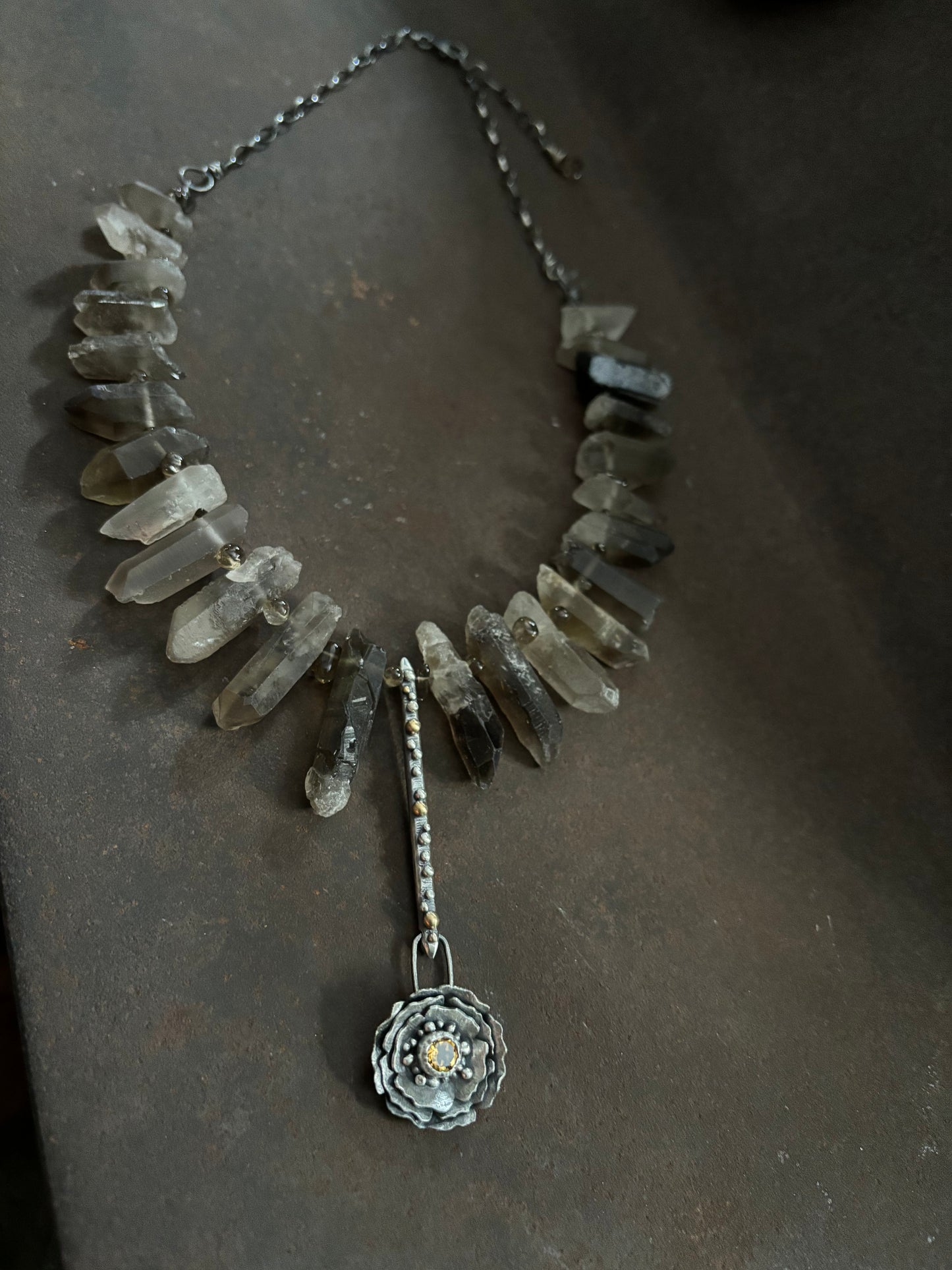 Citrine Flower and Crystal Necklace