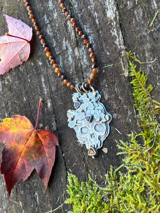 Marigold Lady Skull with Garnet
