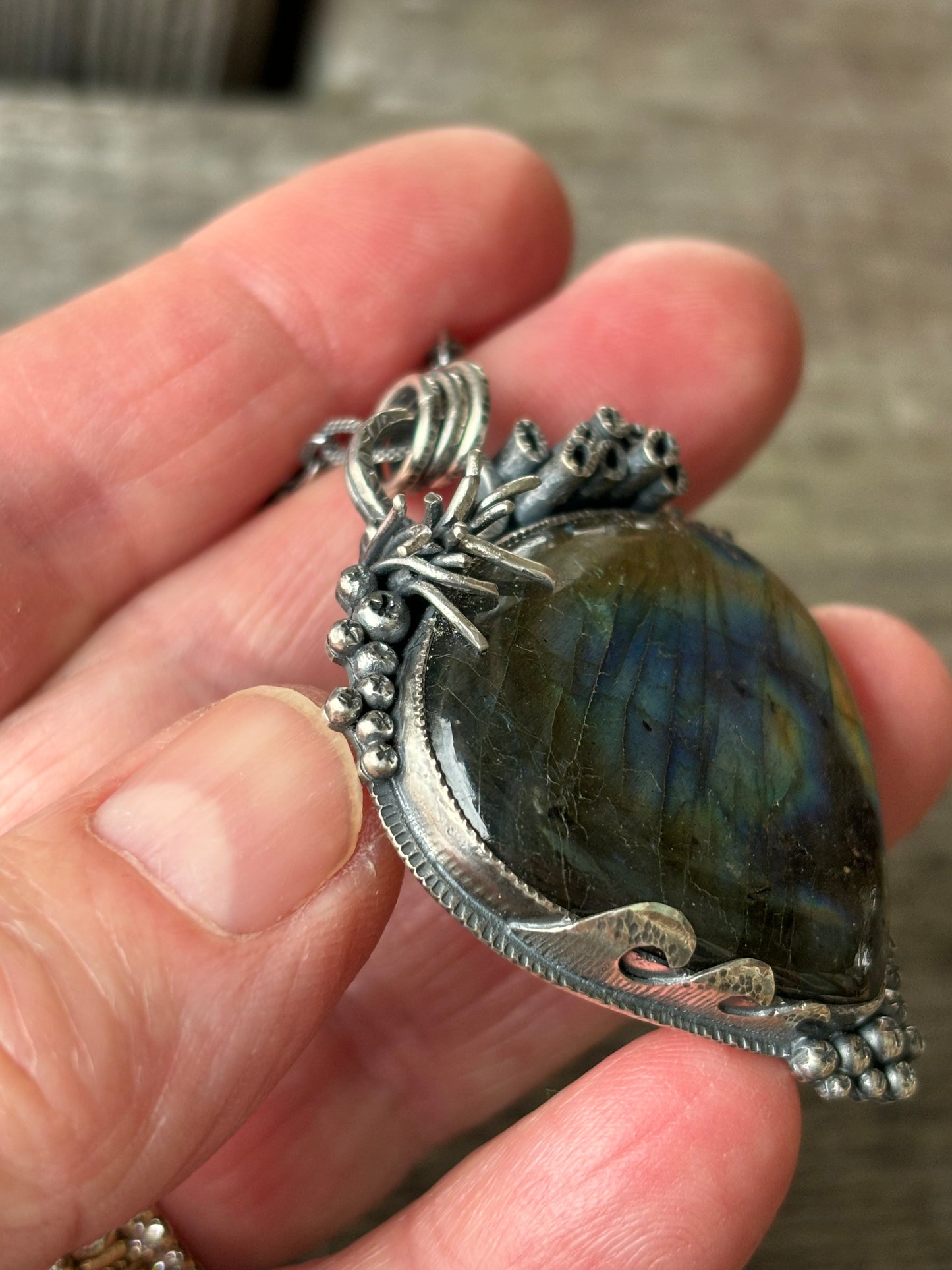 Coral and Nautilus Pendant