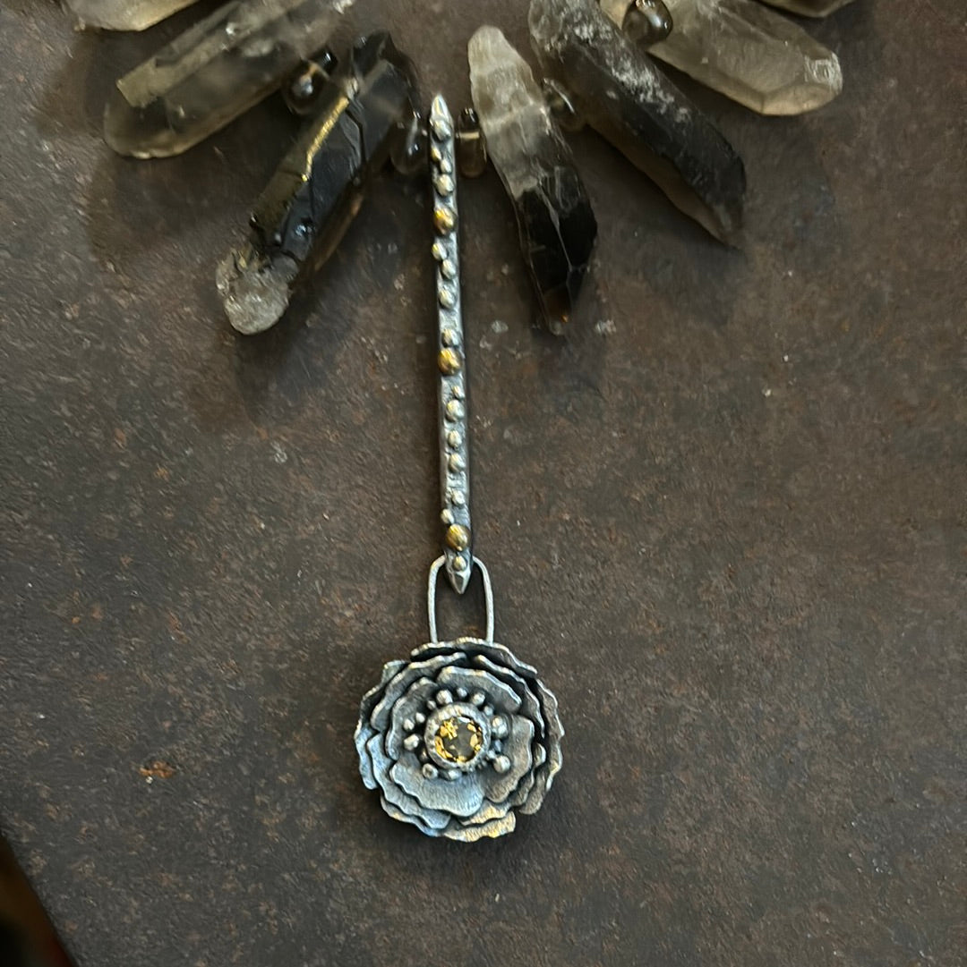 Citrine Flower and Crystal Necklace