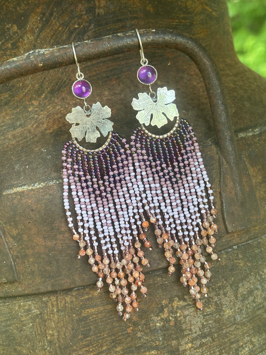 Flower of My Dreams Amethyst Fringe Earrings