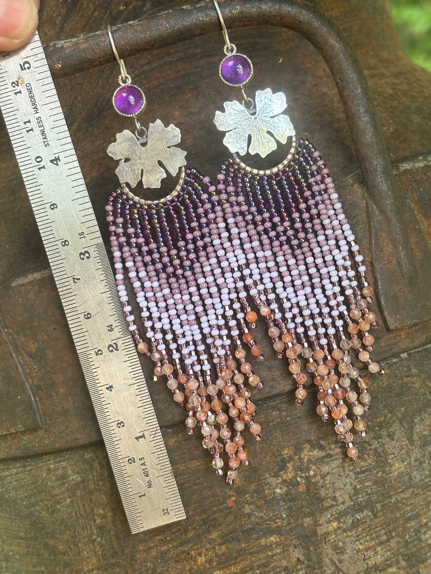 Flower of My Dreams Amethyst Fringe Earrings