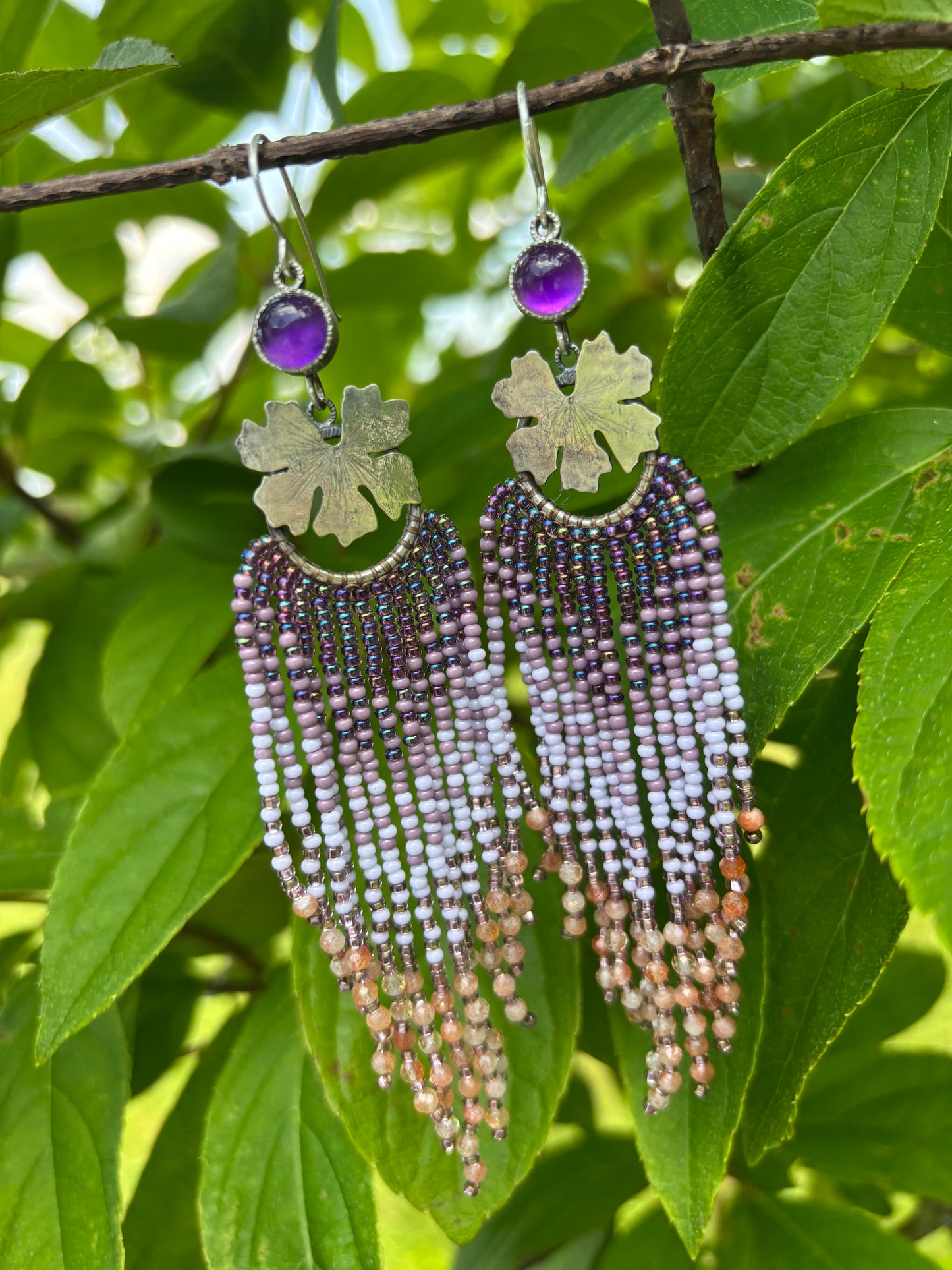 Flower of My Dreams Amethyst Fringe Earrings