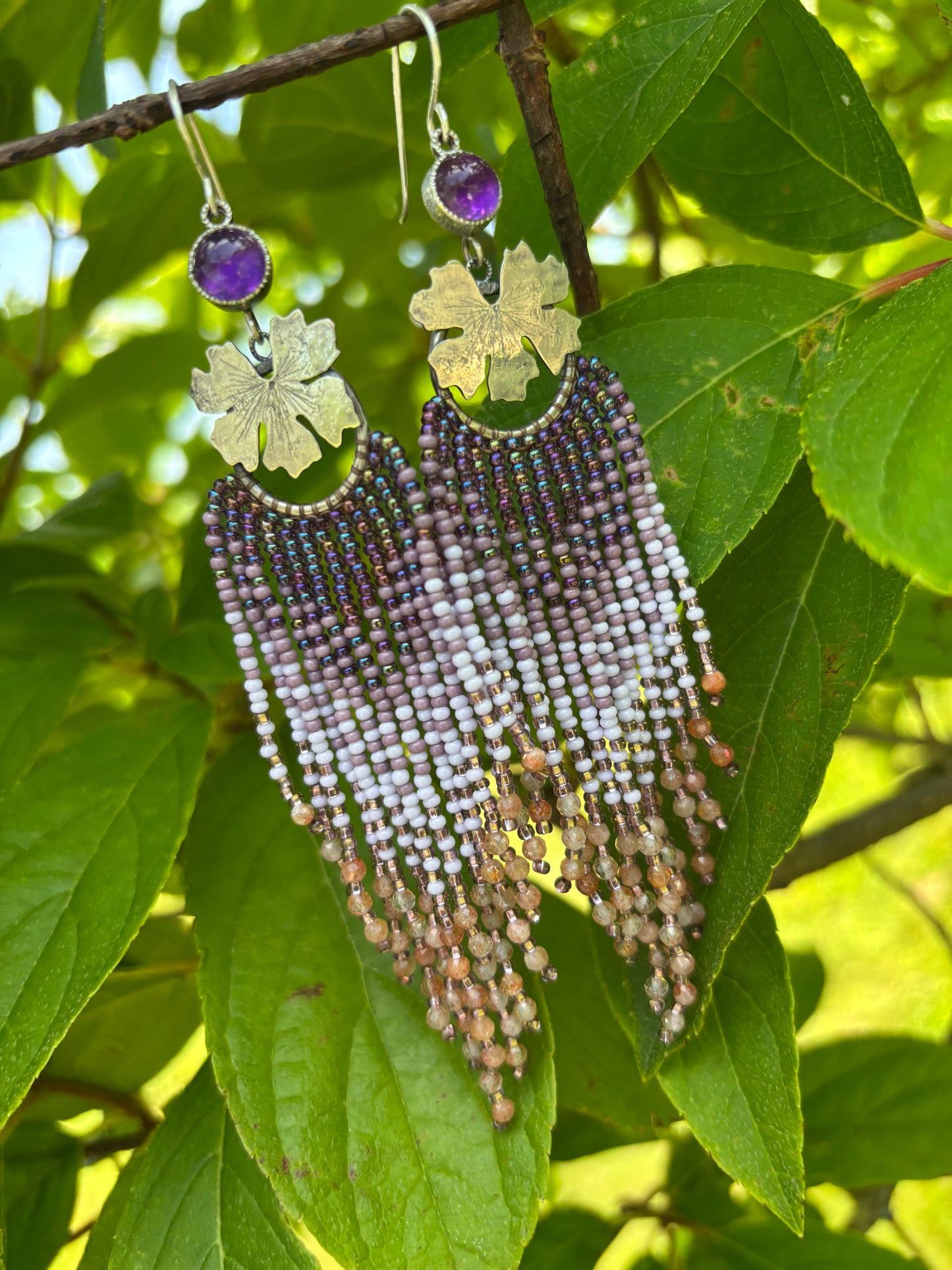 Flower of My Dreams Amethyst Fringe Earrings