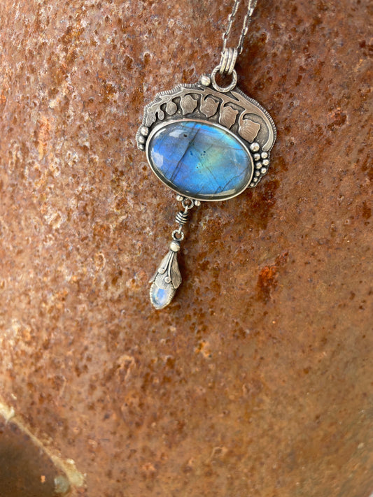 Lily of the Valley and Labradorite Pendant